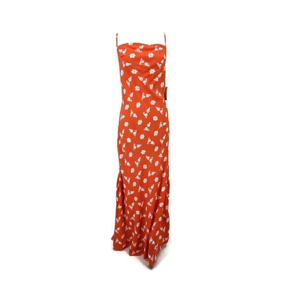 New Flynn Skye Blake Dress Womens L Summer Bunches Coral Floral Rayon Slip